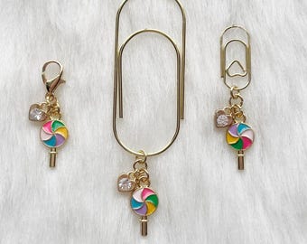 Sweetie Clippie YOUR CHOICE of ONE Planner Charm, Zipper Charm, Zipper Pull, Purse Charm, Stitch Marker, Accessories, Spring