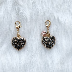 Dark Heart Clippie YOUR CHOICE of ONE Planner Charm, Zipper Charm, Zipper Pull, Purse Charm, Stitch Marker, Planner
