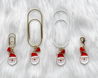 Jolly Clippie YOUR CHOICE of ONE Planner Charm, Zipper Charm, Zipper Pull, Purse Charm, Stitch Marker, Accessories, Santa, Heart, Christmas
