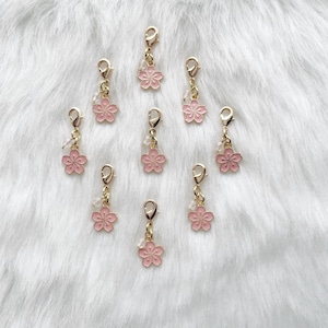 March 2025 Clippie Planner Charm, Zipper Charm, Zipper Pull, Purse Charm, Stitch Marker, Planner, Flower, Cherry Blossom, Pink, Spring