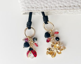 RETIRING*** Lil Ladybug Travelers Notebook Bookmark, Planner Charm, Planner Accessory, Travelers Notebook, Flower, Gold Plated, Rhinestones