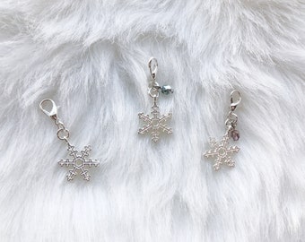 Snowflake Clippie YOUR CHOICE of ONE Planner Charm, Zipper Charm, Zipper Pull, Purse Charm, Stitch Marker, Planner, Accessories,