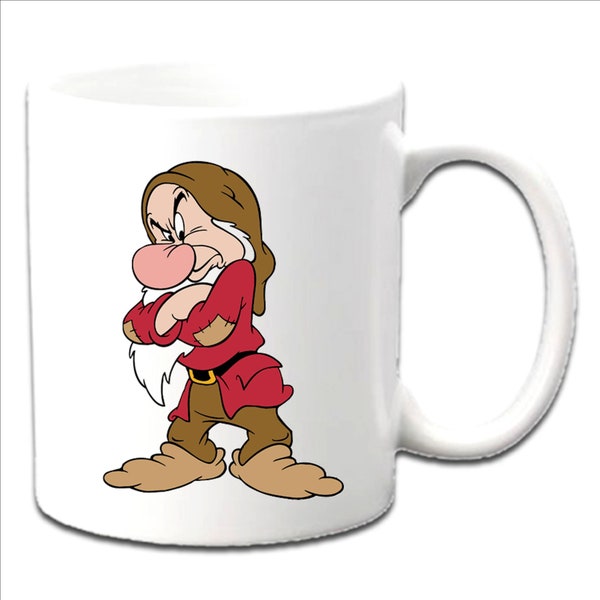 Tazas impresas personalizadas inspiradas en "GRUMPY ~ Blancanieves y los siete enanitos" ~ Mensaje de cualquier nombre y edad