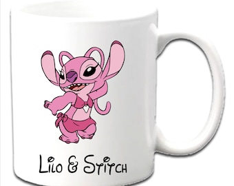 Tazas personalizadas con diseño de ángel ~ Lilo y Stitch ~ Nombre, edad y mensaje personalizados