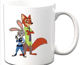 NICK WILDE et JUDY personnalisés ~ Mugs blancs Zootopie ~ N'importe quel nom, âge, message, etc.