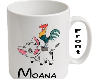 Personalised PUA & HEIHEI ~ MOANA Printed Mugs  ~ Any Name Age Message