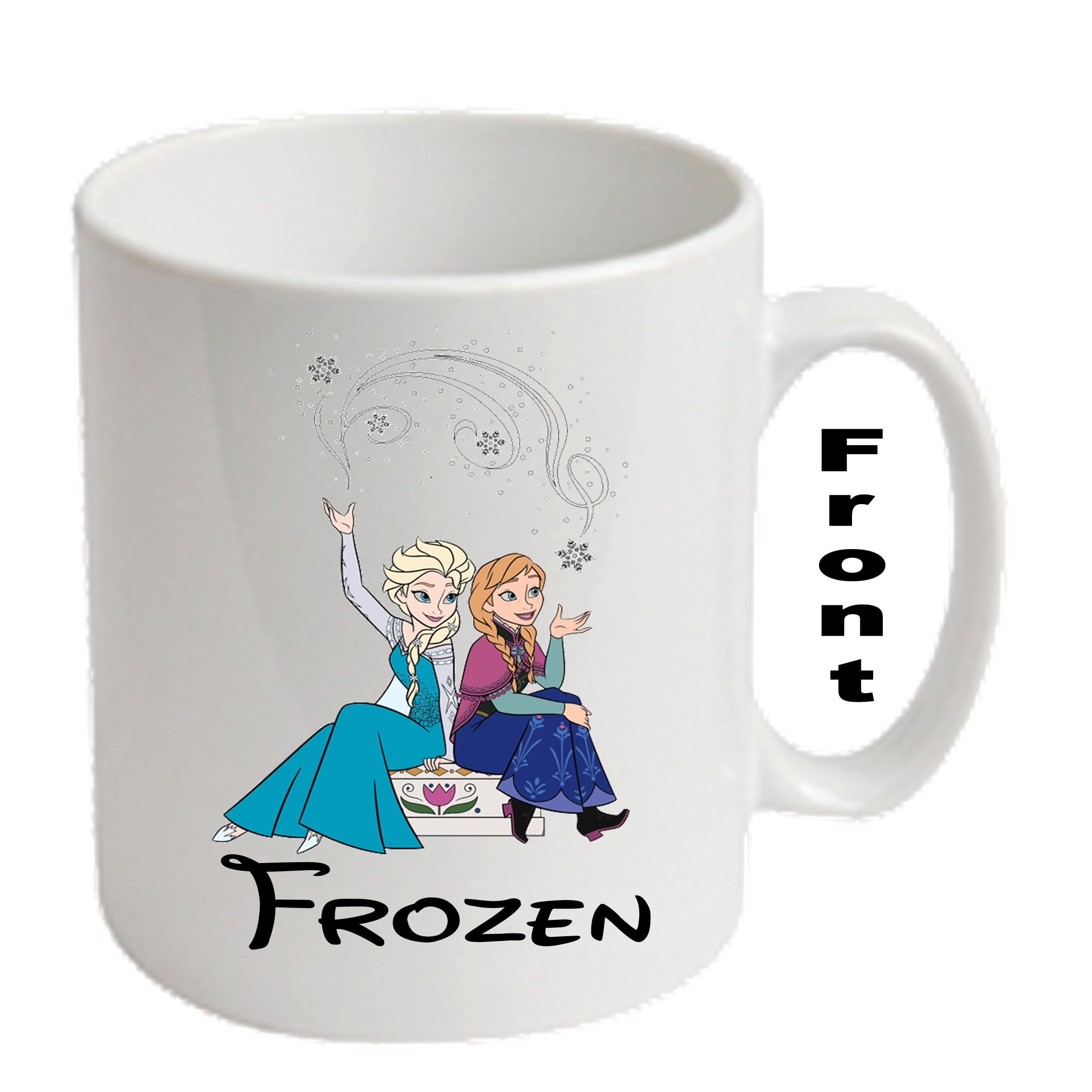 Mug Personnalisé Elsa Et Anna La Reine Des Neiges - Céramique Bleue Fait Main Avec Prénom Au Choix