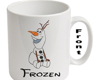 Tazas personalizadas con la imagen de Olaf sentado de Frozen ~ Cualquier nombre, edad o mensaje