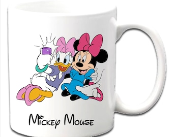 Tazas blancas personalizadas de Minnie y Daisy ~ Mickey Mouse ~ Cualquier nombre, mensaje, edad, etc.
