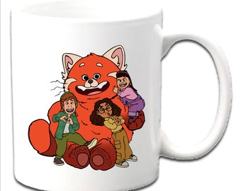 Personalisierte ""TURNING RED"" Bedruckte Tassen ~ verschiedene Charaktere ~ jede Name Altersbotschaft."