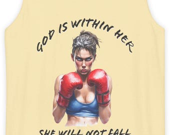 Lady Boxer Tank Top  - God is Within Her - Bible quote, Psalms Quote, motivational scripture