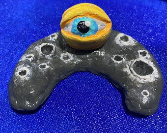 Lunar Eye Polaroid Photo Holder | Handmade Clay Photo Stand | Surreal Desk Decor