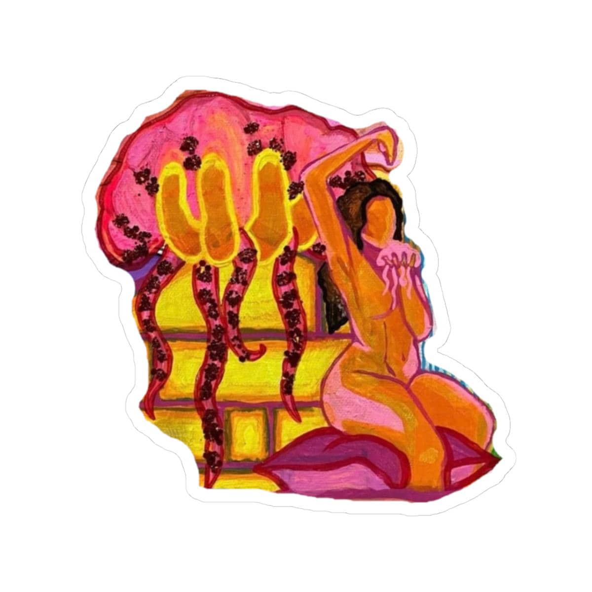 Abstract Venus Figure Sticker | Kiss-cut Stickers, Neon Pink Yellow - Etsy