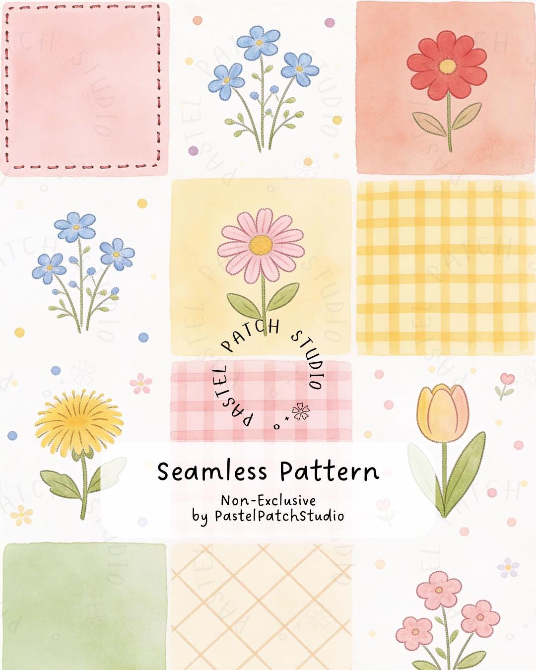 Seamless Floral Patchwork Pattern, Instant Download, Repeating ...