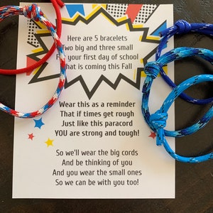 First Day of School Bracelets - Family Set of 5 Bracelets- 2 Parents and 3 Children Back To School Bracelets- Paracord Bracelet