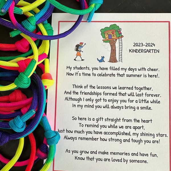 Gifts for Students - Last Day of School Bracelet and Card Sets - End of Year Gift from Teacher - Student Gifts