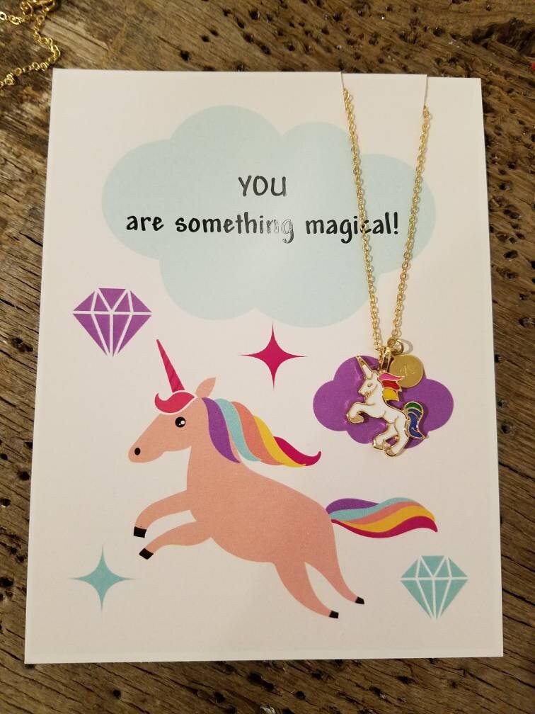 Personalized Rainbow Unicorn Necklace - Little Girl Gift- Rainbow Uni…