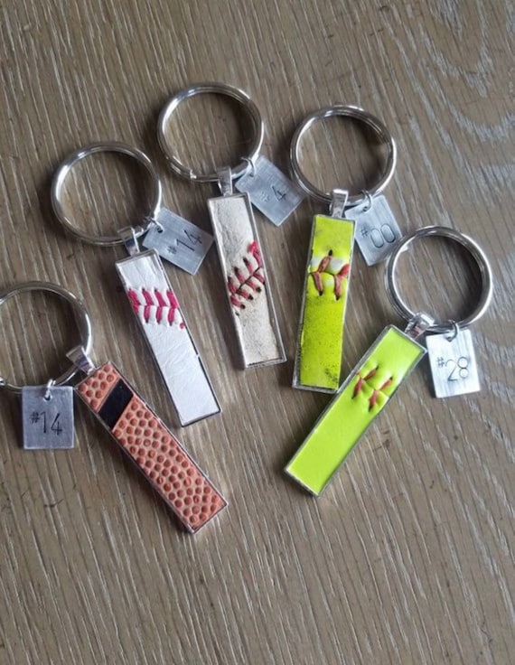Personalized Sports Team Keychain Baseball Softball Basketball Football Tennis Soccer Gift -Seniors Parent or Girlfriend Gift