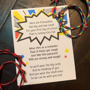 First Day of School Bracelets - Family Set of 4 Bracelets- 2 Parents and 2 Child Back To School Bracelets- Paracord Bracelet