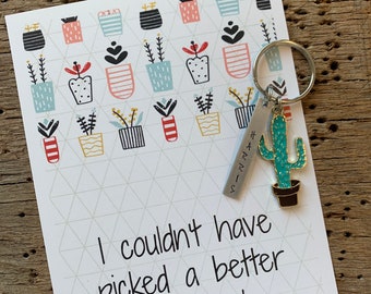 Personalized Cactus Keychain- Teacher Gift