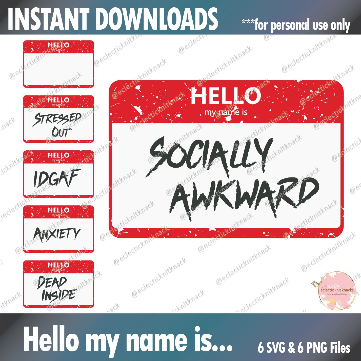 Hello Name Tag | SVG PNG | Instant Download ***personal Use ONLY*** - Etsy