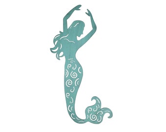 Xanter Reversible Blue Swirl Mermaid Metal Wall Decor (23 7/8 x 10 1/2 x 1/16 inches)