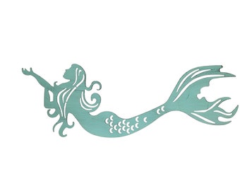 Sitting Mermaid Metal Wall Art silver 12 1/2" tall x 7" wide Sitting Mermaid Metal Wall Art silver 12 1/2" tall x 7" wide