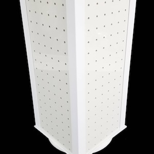 All White 4-sided Revolving Pegboard Countertop Display (19 x 8.5 Inches)