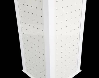All White 4-sided Revolving Pegboard Countertop Display (19 x 8.5 Inches)