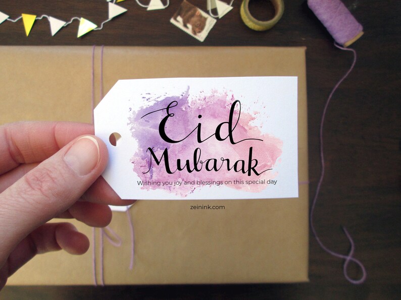 Printable Eid Mubarak Gift Tags Watercolour Digital Etsy