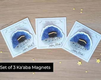 3x Kaaba Party Favors, Hajj and Umrah Gift, Islamic Fridge Magnet, Makkah Illustration, Eid dul Adha