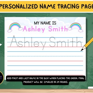 Personalized Name Tracing Sheet for Kids, Handwriting Practice ...