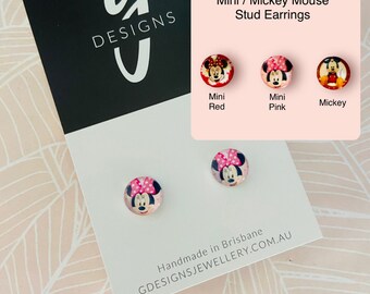 MINI MICKEY MOUSE Oorknopjes voor kinderen/meisjes - Glazen stolp - Oorbel - Clipon - Cadeau-idee: aan jou de keuze.