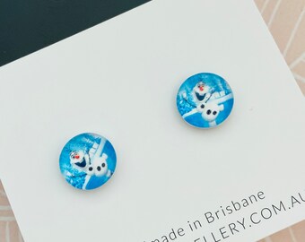 OLAF ELSA ARNA Frozen Kids Girls Stud Earrings - Glass Dome - Girls Earring - Gift Idea - Clipon - Your Choice - Arna Elsa Olaf