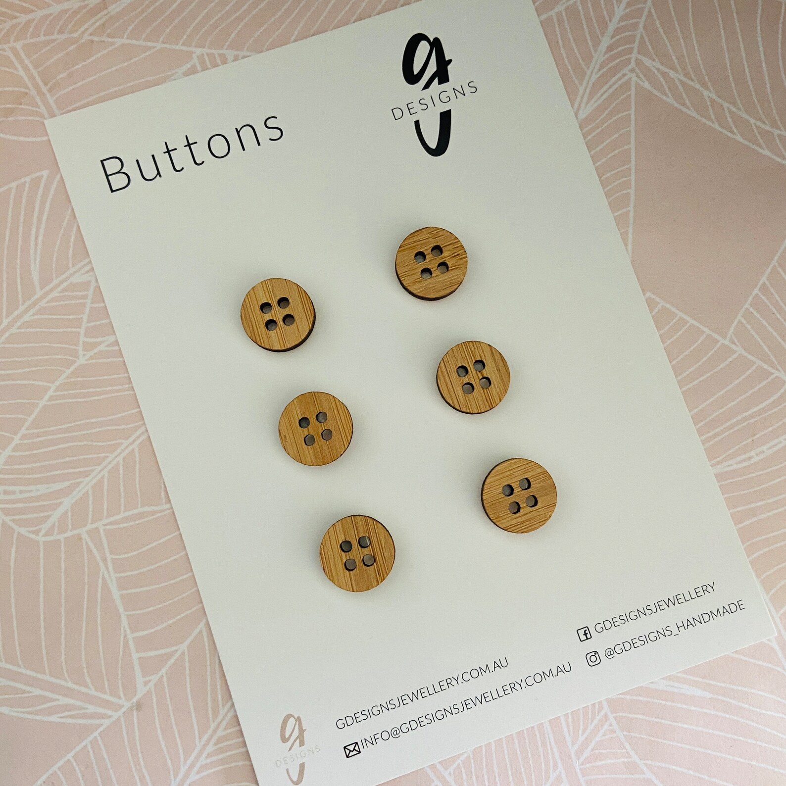 BAMBOO Buttons X 6 - 15mm - Circle Shape - 4 Hole - Timber - Etsy