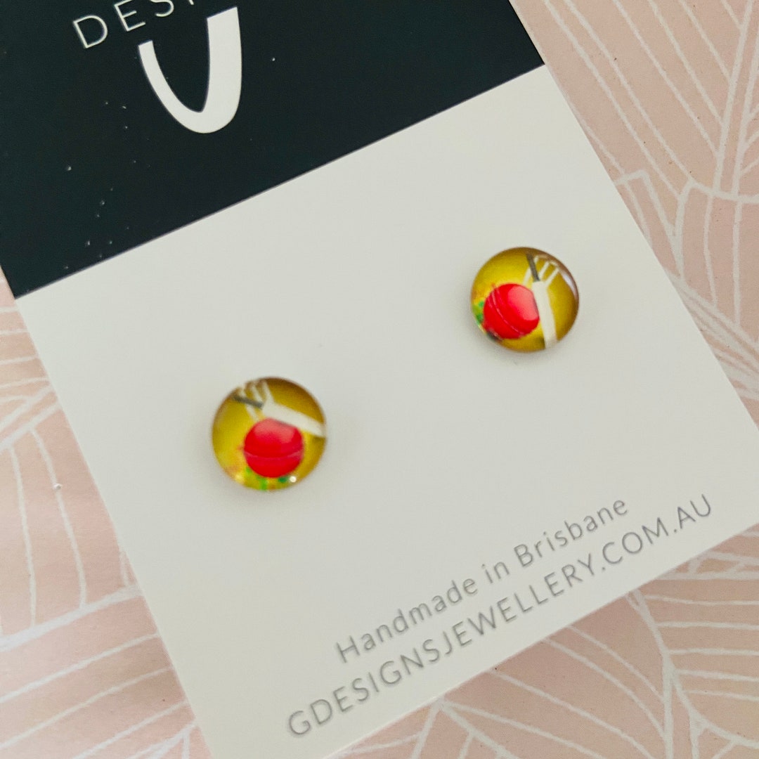 Kids Stud Earrings Glass Dome ''cricket Etsy Australia
