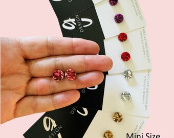 Mini Stud Plain CHUNKY Glitter Earrings - Acrylic - Mini Size - CHUNKY GLITTER - Plain Colour - Girls - Choose Your Own Colour