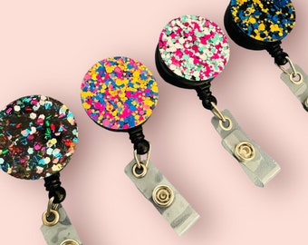 Chunky - Retractable Badge Reel - Nurse Id Badge - Id Holder - Security Pass - Lanyard - Clipon Badge - &#39;Chunky Glitter&#39;.