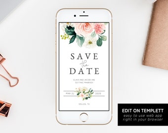 blush save the date etsy