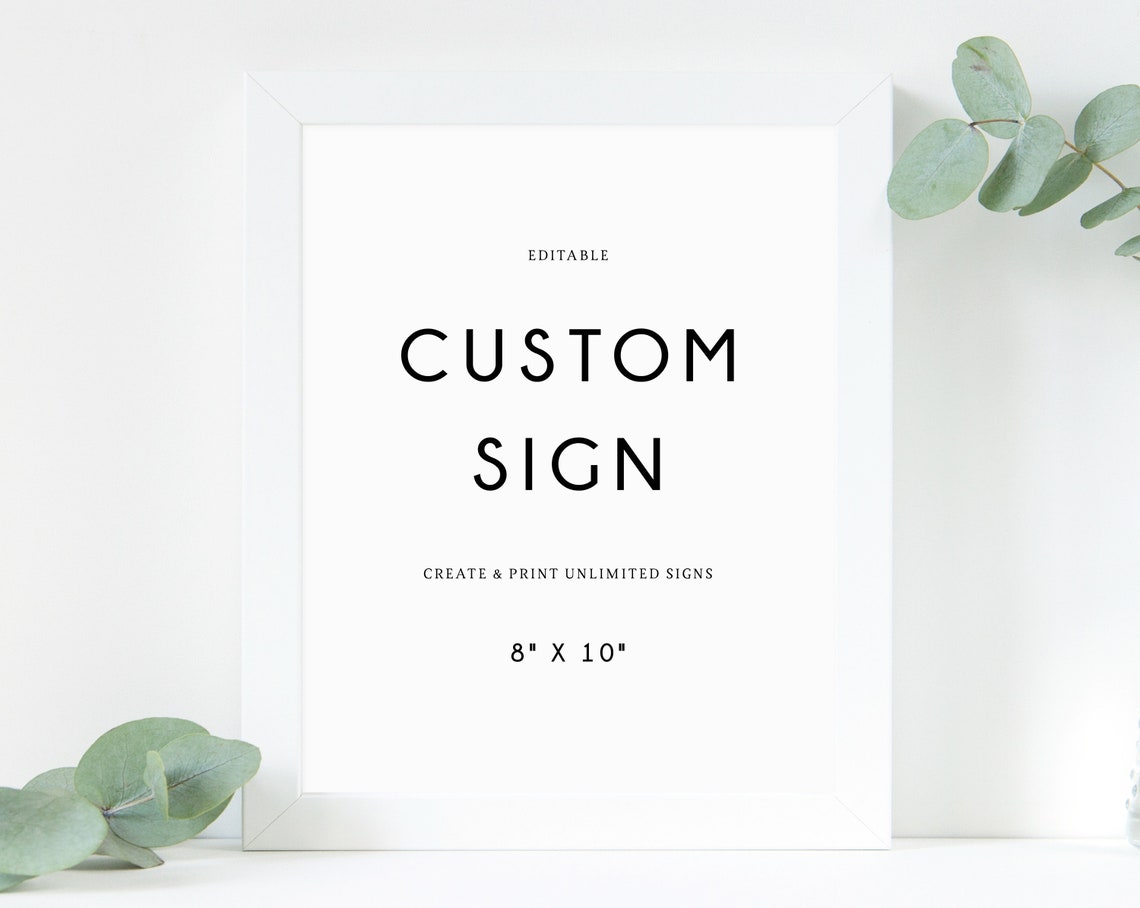 Editable Custom Sign Template DIY Printable Unlimited Wedding - Etsy