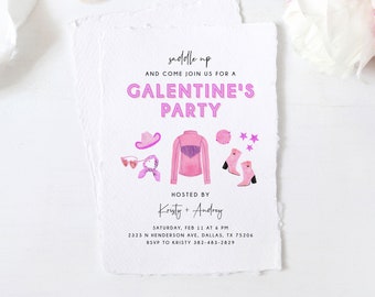 Space Cowgirl Galentine's Party Invitation Template, Printable Cowgirl Galentine's Day Invite, Templett, B55