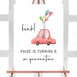 Honk Yard Schild Vorlage, Quarantäne Geburtstag Drive By Party Schild, Drive By Parade Schild, Soziale Distanzierung, sofortiger Download, Templett