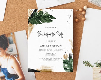 Tropical Bachelorette Invitation Template, Printable Bachelorette Party Invite, Bachelorette Itinerary, Editable Template, Templett, W44