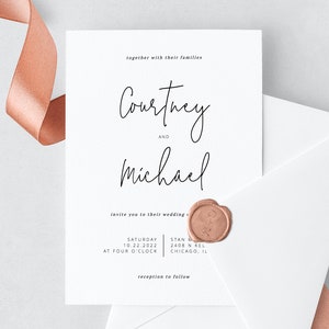 Wedding Invitation Template, Printable Wedding Invitation Suite, Simple Wedding Invitation Set, Instant Download Invitations, Templett, W13