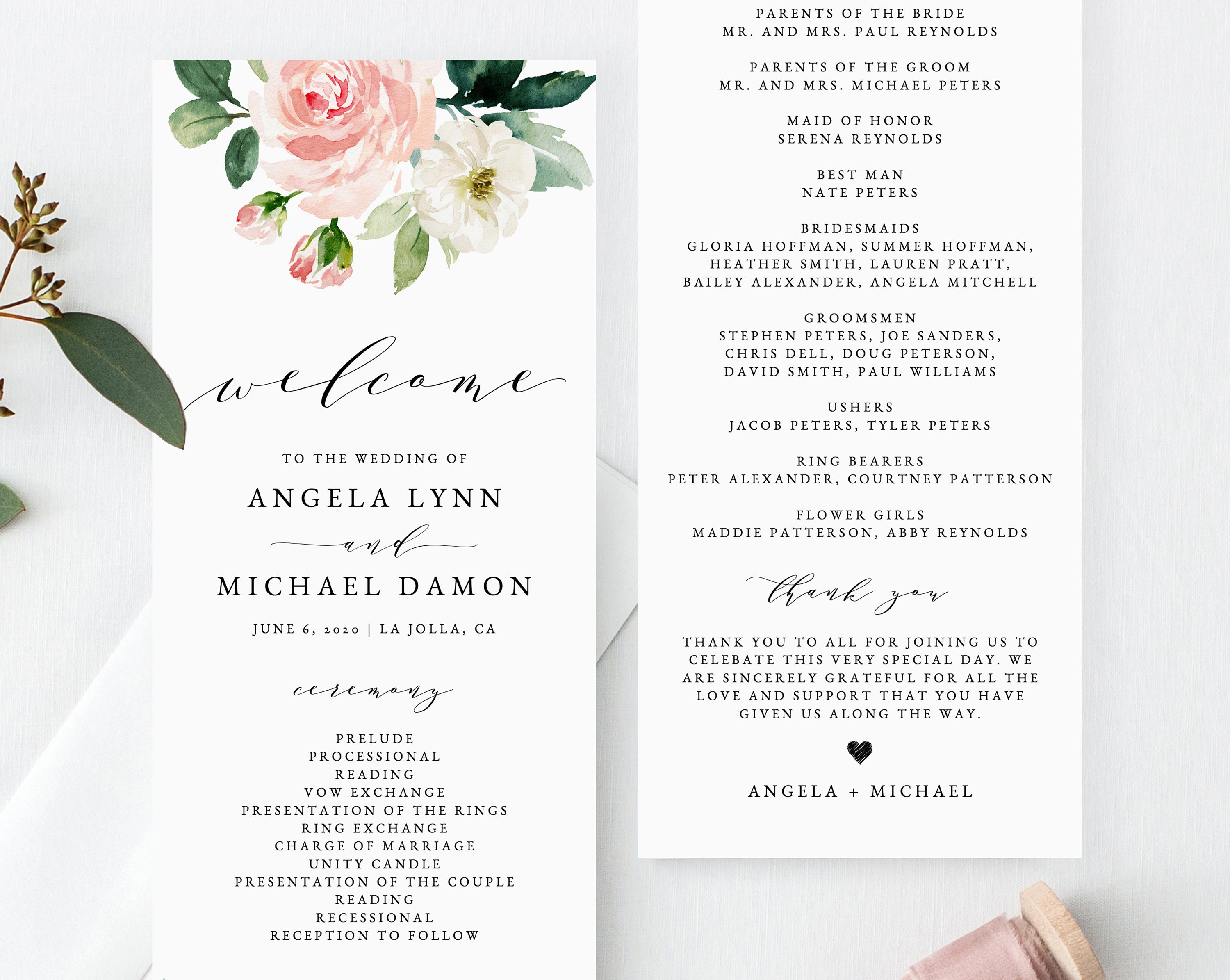 Event Program Flor Samples Floral wedding program | Beachweddingtips.com
