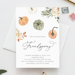 Thanksgiving Invitation Template, Printable Friendsgiving Potluck Invite, Editable Thanksgiving Invitation, Friendsgiving Dinner, Templett