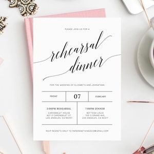 Rehearsal Dinner Invitation Template, Printable Wedding Rehearsal Invitation, Editable The Night Before Rehearsal Invite, Templett, W02
