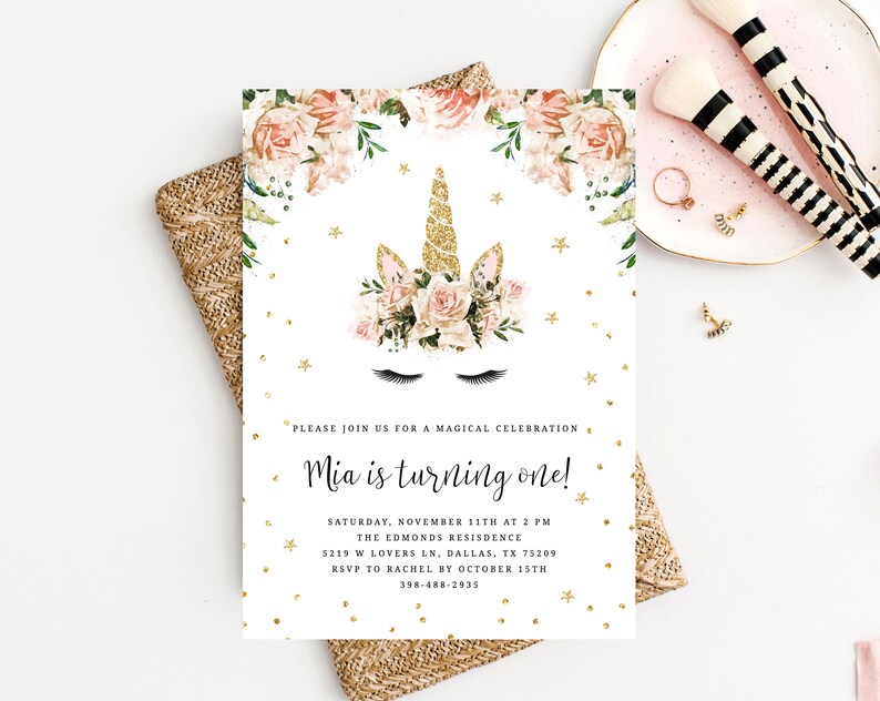Unicorn Birthday Invitation Template, Printable Unicorn Themed Bash Invitation, Gold and Red Unicorn Invitation, Editable, Templett, B04 image relating to Printable Unicorn Template named Unicorn Birthday Invitation Template, Printable Unicorn Themed Celebration Invitation, Gold and Purple Unicorn Invitation, Editable, Templett, B04
