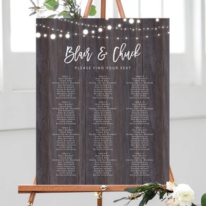 INSTANT DOWNLOAD Wedding Seating Chart, Rustic Seating Chart Printable, Seating Chart Template, Seating Board, Wood Sign, Templett, W01