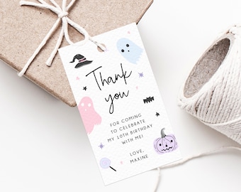 Halloween Party Favor Tag Template, Pastel Halloween Thank You Tag, Halloween Birthday Party Favor Tag, Gift Tag, Favor Label, Templett, B24